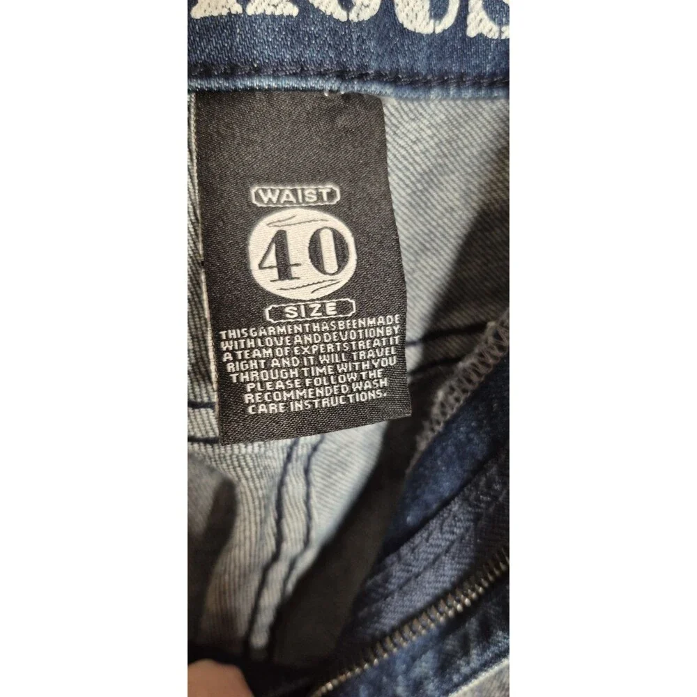 Grindhouse Denim Mens 40x32 Distressed Blue Jeans Stretchy Ripped High Rise NWT - Picture 3 of 12